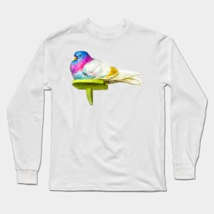 Colorful dove in vintage design Long Sleeve T-Shirt